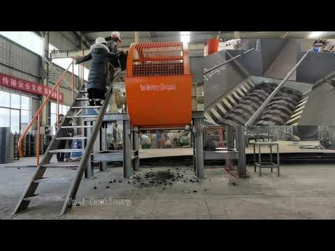 shredding old tire and rubber/shredder machine with screen/satisfying ASMR